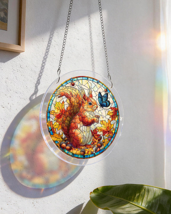 Acorn Squirrel Light Suncatcher-Acrylic Window Art