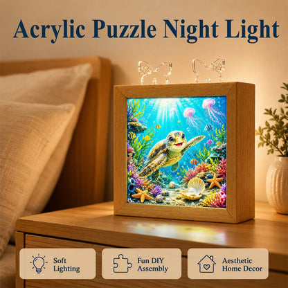 Acrylic Puzzle Night Light - Coral Sea Turtle