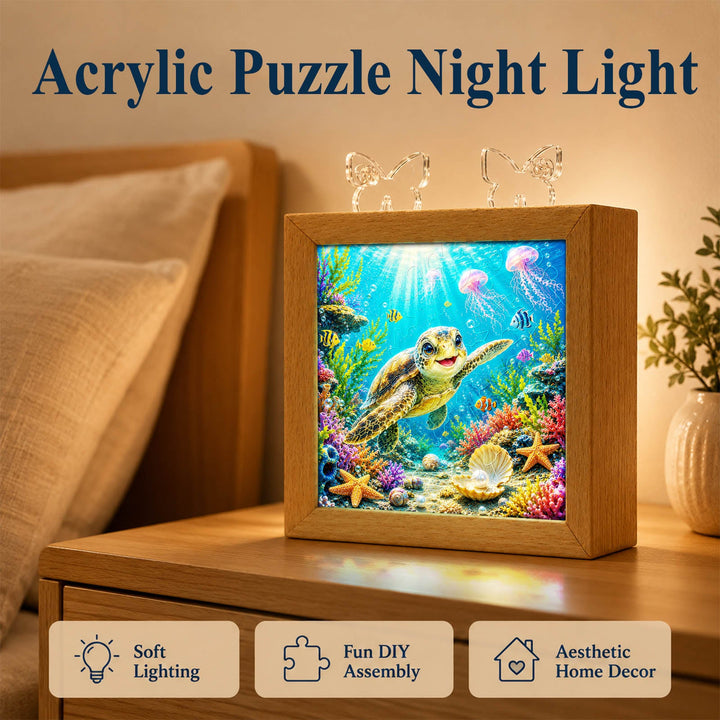 Acrylic Puzzle Night Light - Coral Sea Turtle