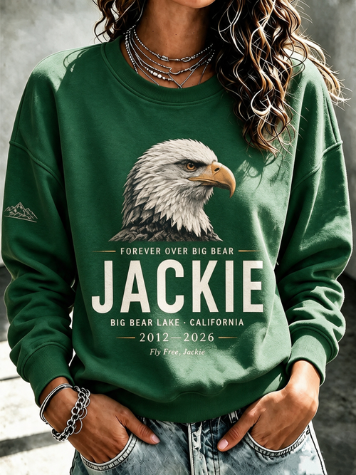 Women'S Forever Over Big Bear, Fly Free Jackie Printed Round Neck Sports Shirt