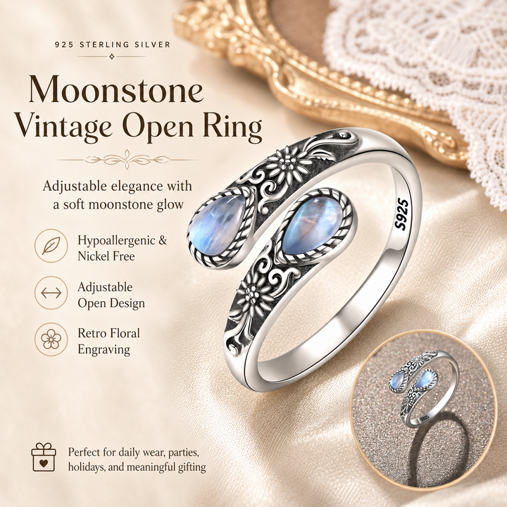 Vintage Moonlight Ring Collection | Adjustable Floral & Nature-Inspired Designs