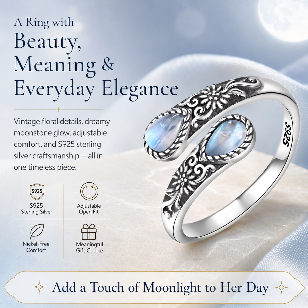 Vintage Moonlight Ring Collection | Adjustable Floral & Nature-Inspired Designs