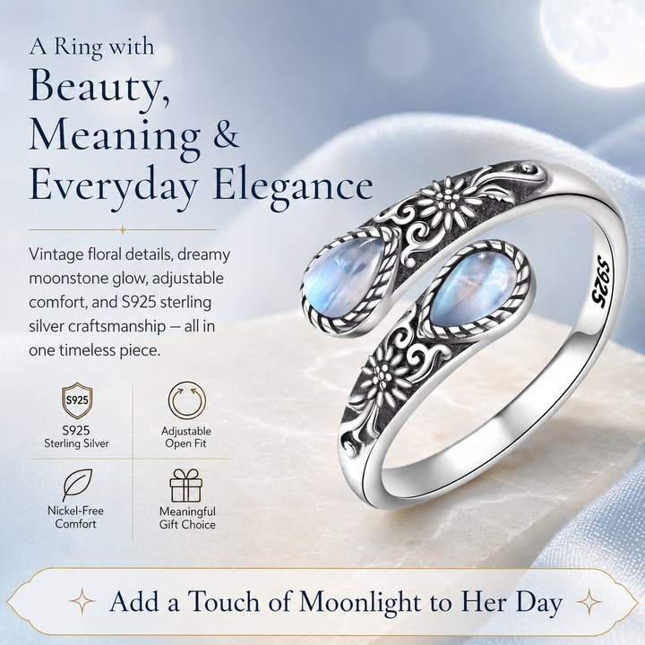 Vintage Moonlight Ring Collection | Adjustable Floral & Nature-Inspired Designs