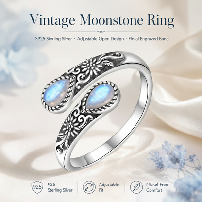 Vintage Moonlight Ring Collection | Adjustable Floral & Nature-Inspired Designs