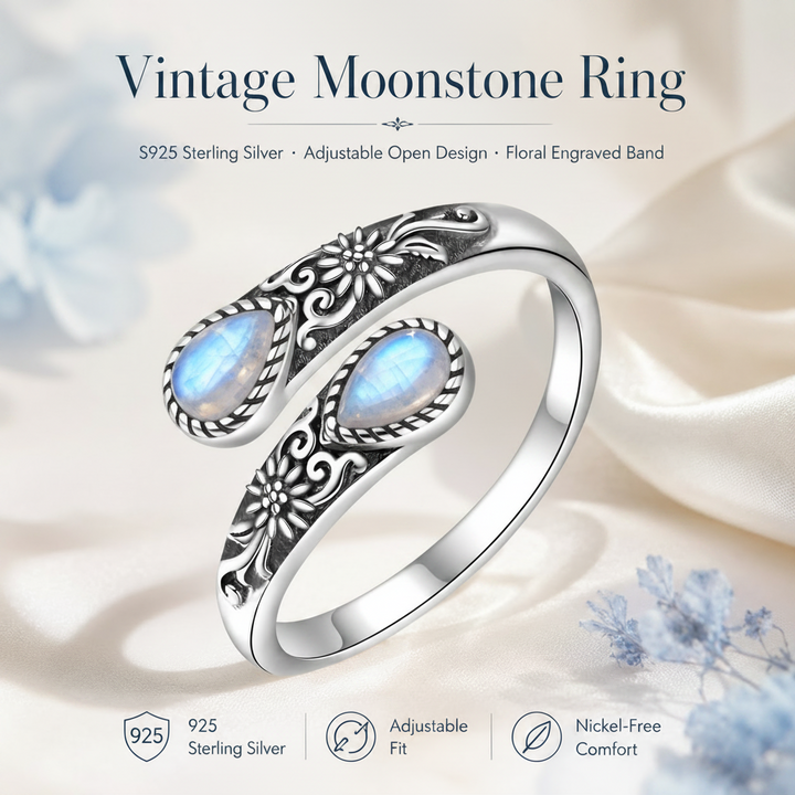 Vintage Moonlight Ring Collection | Adjustable Floral & Nature-Inspired Designs