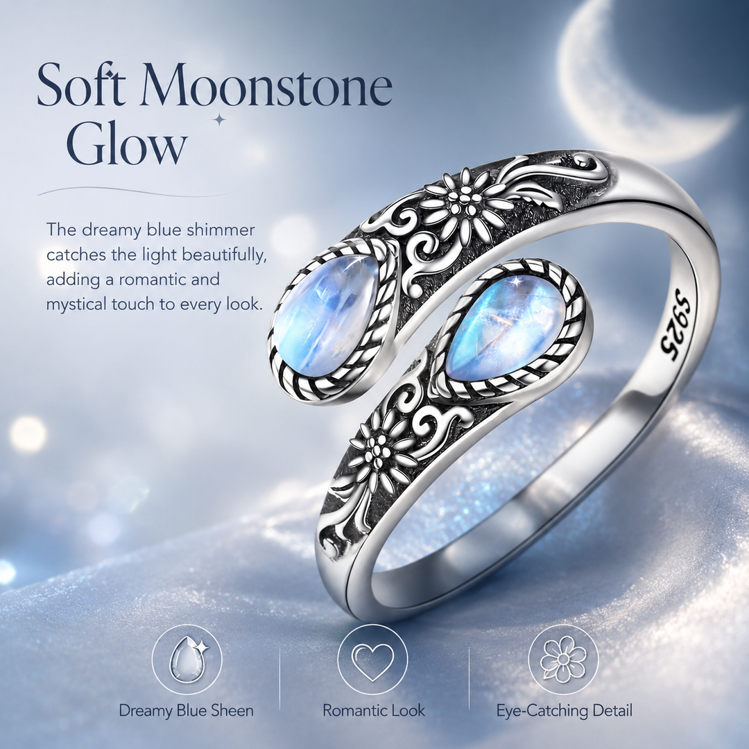 Vintage Moonlight Ring Collection | Adjustable Floral & Nature-Inspired Designs