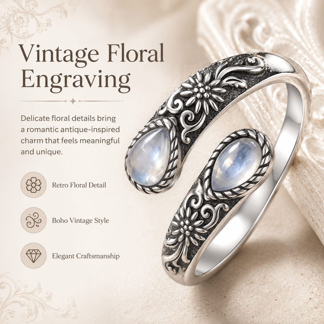Vintage Moonlight Ring Collection | Adjustable Floral & Nature-Inspired Designs