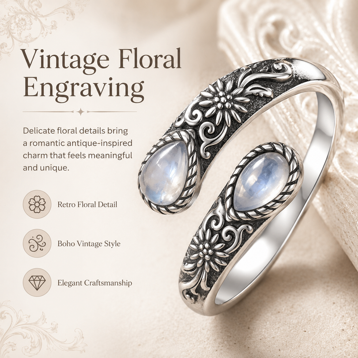 Vintage Moonlight Ring Collection | Adjustable Floral & Nature-Inspired Designs