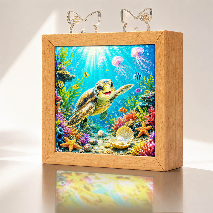 Acrylic Puzzle Night Light - Coral Sea Turtle