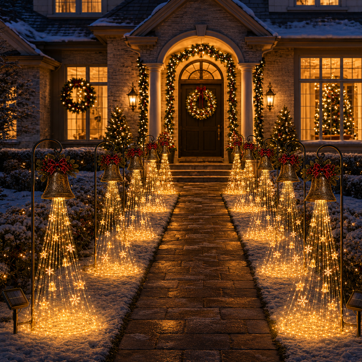 🎁Hot Sale 40% OFF🎄 Christmas Bell Cascade Solar Yard Light🔔