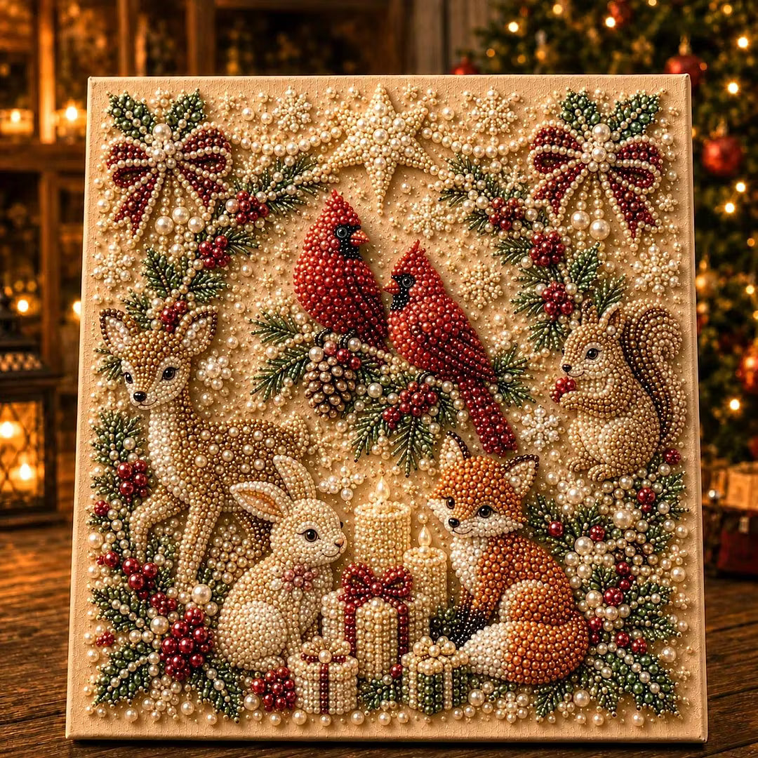 Framed Nutcracker - Pearls Painting Kit DIY Christmas Diamond Painting Pearl Dot Crafts 20x20CM