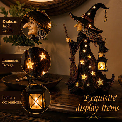 🧙Starlight Witch Night Light Figurine✨ | Halloween Witch Ornament with Warm LED Lights🌙