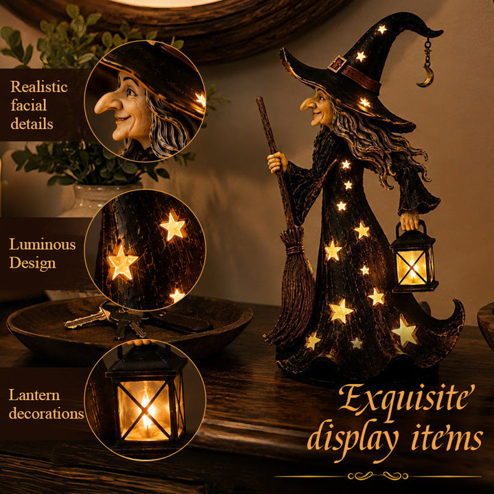 🧙Starlight Witch Night Light Figurine✨ | Halloween Witch Ornament with Warm LED Lights🌙
