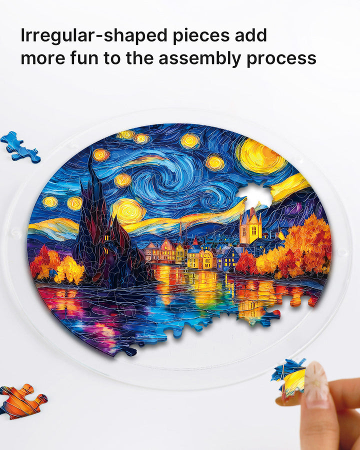 Starlit Village Light Suncatcher-Acrylic Window Art
