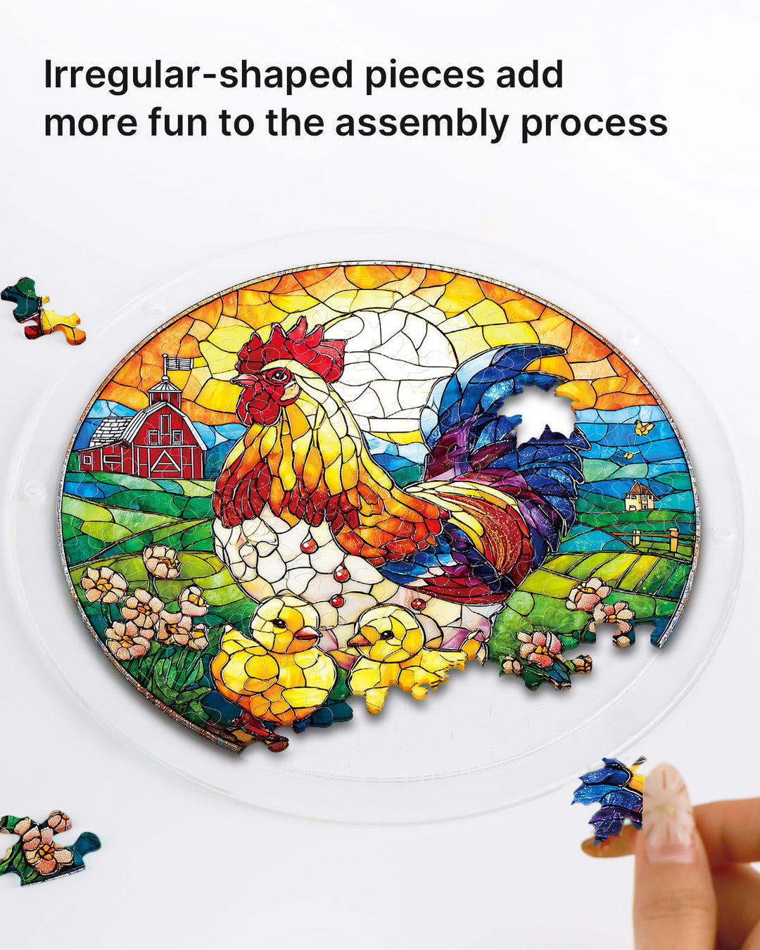 Acrylic Jigsaw Puzzle Suncatcher - Golden Dawn Rooster