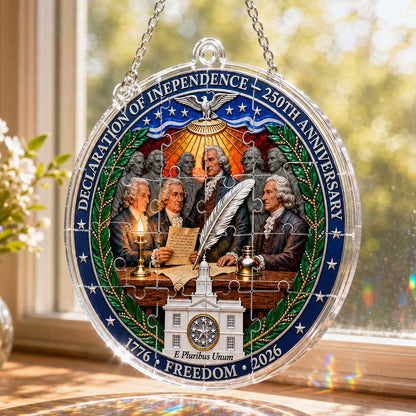 Declaration of Independence 250th Anniversary 4-Layer Acrylic Hanging Puzzle Ornament | 1776–2026 Patriotic Freedom Keepsake Decoration