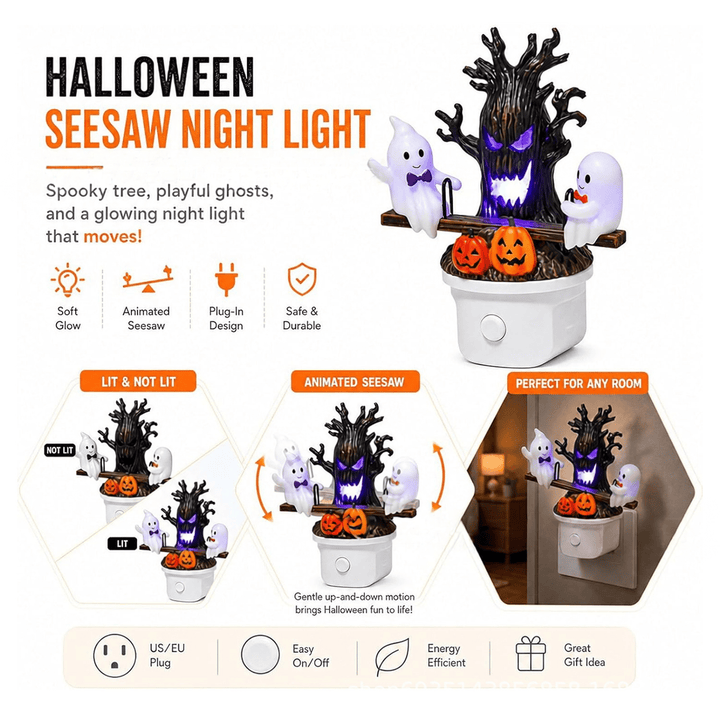 🔥HOT SALE 49% OFF🎃👻Animated Seesaw Ghost Plug In LED Night Light
