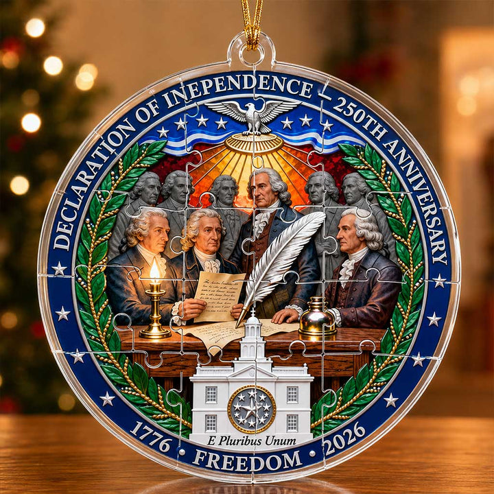 Declaration of Independence 250th Anniversary 4-Layer Acrylic Hanging Puzzle Ornament | 1776–2026 Patriotic Freedom Keepsake Decoration