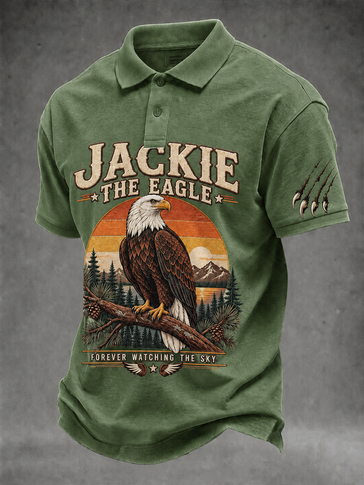 Men's Bald Eagle Jackie Print Polo Shirt