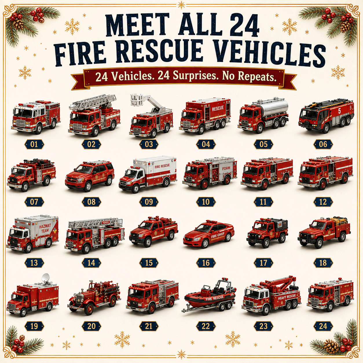 Limited Edition $19.99, Only 100 Sets Left!🚒Fire Rescue 24-Day Advent Calendar