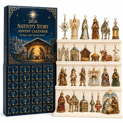 2026 Nativity Story Advent Calendar – 24-Day Christmas Countdown Ornament Set