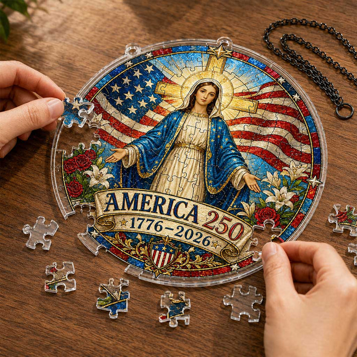 America 250 Virgin Mary Acrylic Puzzle Hanging Ornament