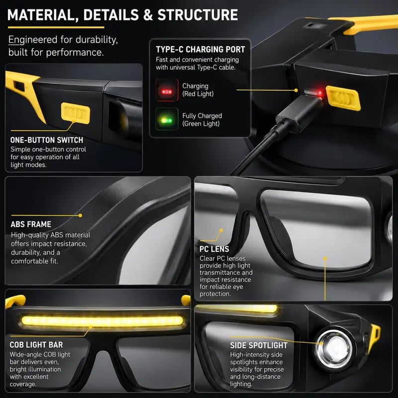 🔥Last Day 50% OFF-Rechargeable LED Headlamp Glasses