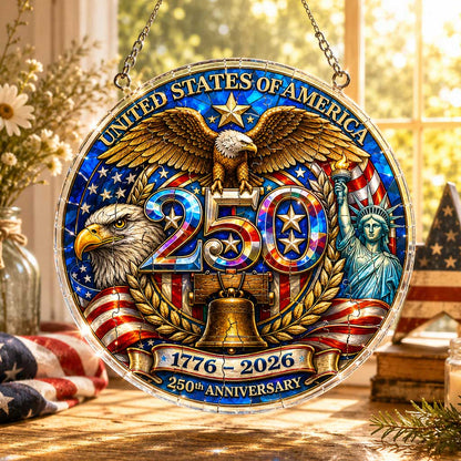 USA 250th Anniversary Acrylic Puzzle Hanging Ornament – 1776–2026 Patriotic Eagle Window Decor