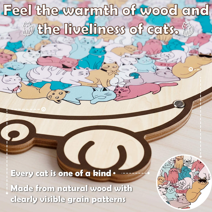 Morandi-Colored Cat/Dog Shaped Wooden Jigsaw Puzzle