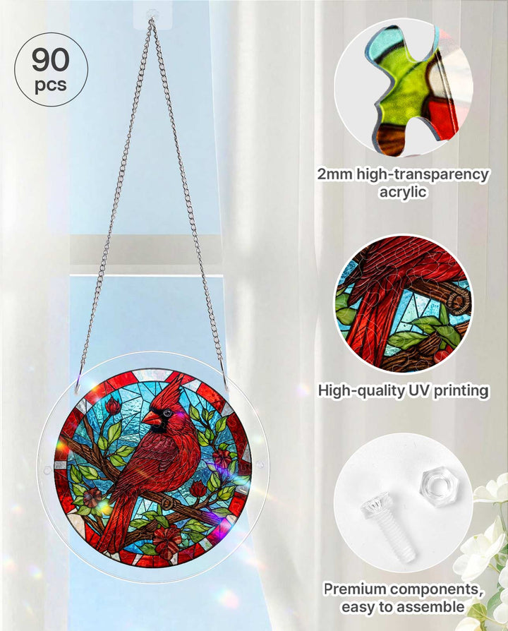 Acrylic Jigsaw Puzzle Suncatcher - Muted Cardinal