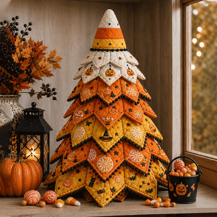 Candy Corn - DIY Halloween Theme Quilted Fabric Tree Kit