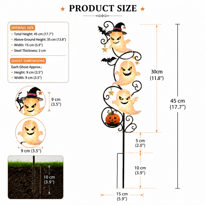 👻🎃 Cute Solar Ghost Garden Stake – The Perfect Halloween Outdoor Decoration
