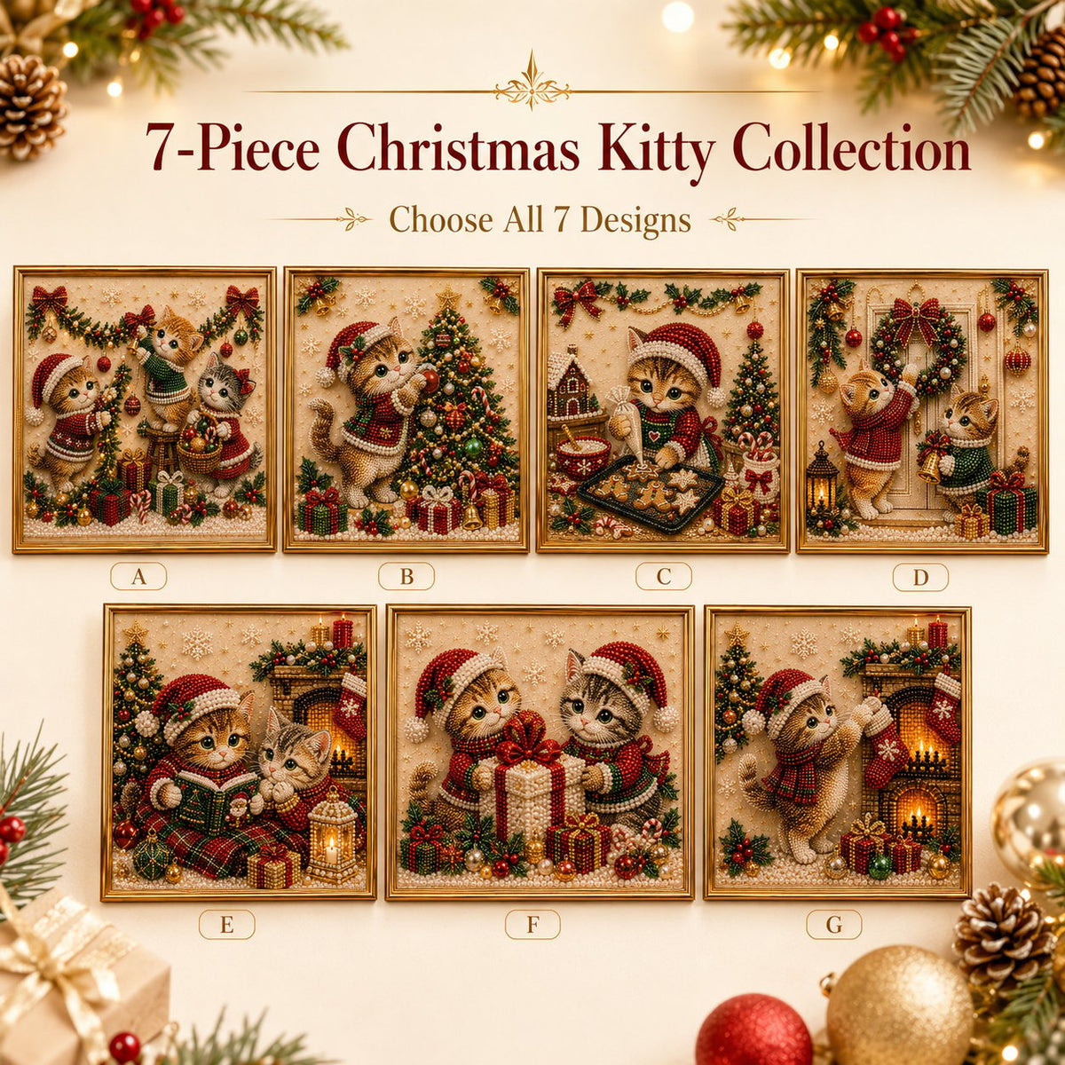 🎄🐾 LAST DAY 49% OFF – Premium 3D Pearl Christmas Kitty Art Kit | Luxury Flocked Canvas with Scratch-Resistant Non-Fading Pearl Beads DIY Holiday Decor 🎅🐱❄️