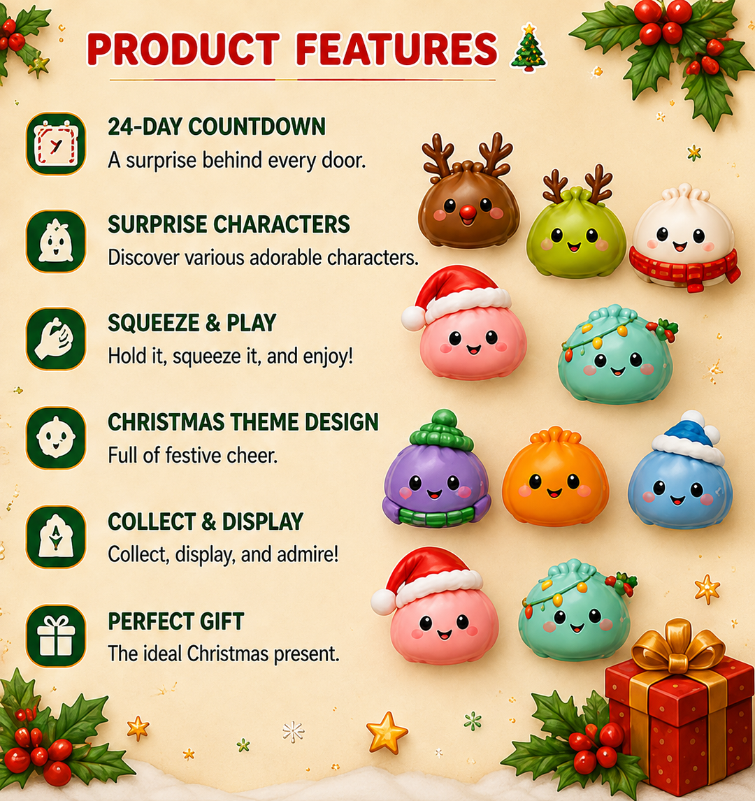 ⏳ Last day 50% OFF –🌲Christmas Squeeze Stress Relief Toy Countdown Calendar