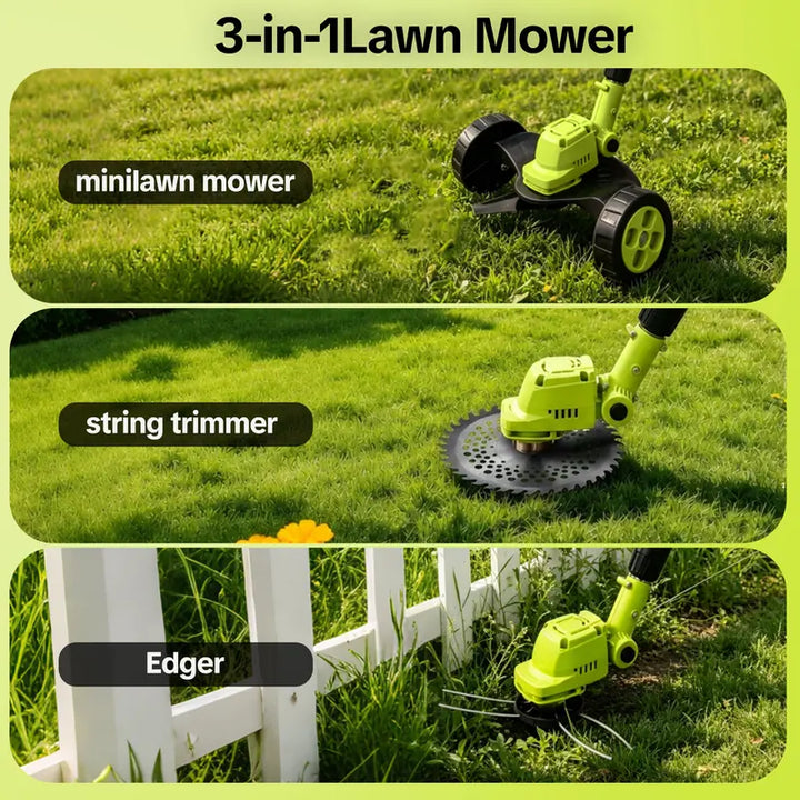 🌿⚡21V 3-in-1 Cordless String Trimmer, Edger & Mini Mower – 2 Batteries Included，Free Shipping