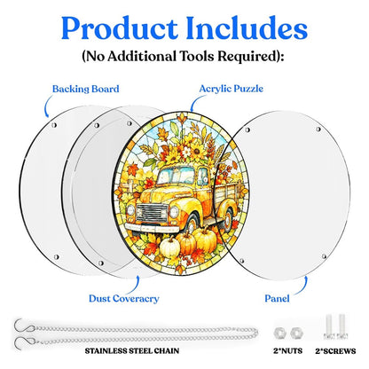 Acrylic Jigsaw Puzzle Suncatcher - Harvest Truck