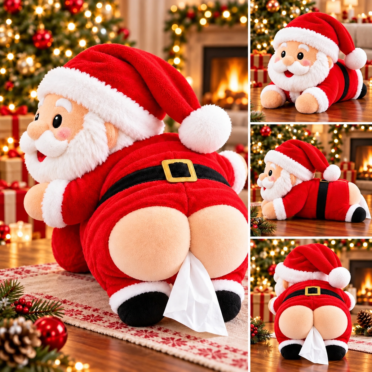 Funny Santa Claus Butt Tissue Box Holder – Hilarious Christmas Plush Decor & White Elephant Gift 2026