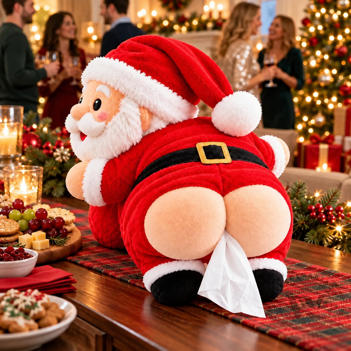 Funny Santa Claus Butt Tissue Box Holder – Hilarious Christmas Plush Decor & White Elephant Gift 2026