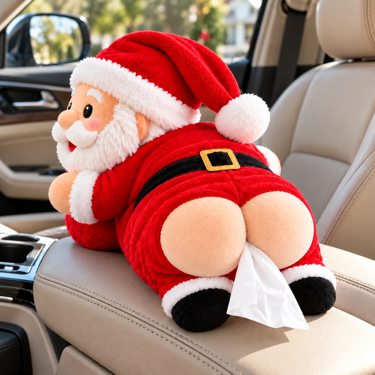 Funny Santa Claus Butt Tissue Box Holder – Hilarious Christmas Plush Decor & White Elephant Gift 2026