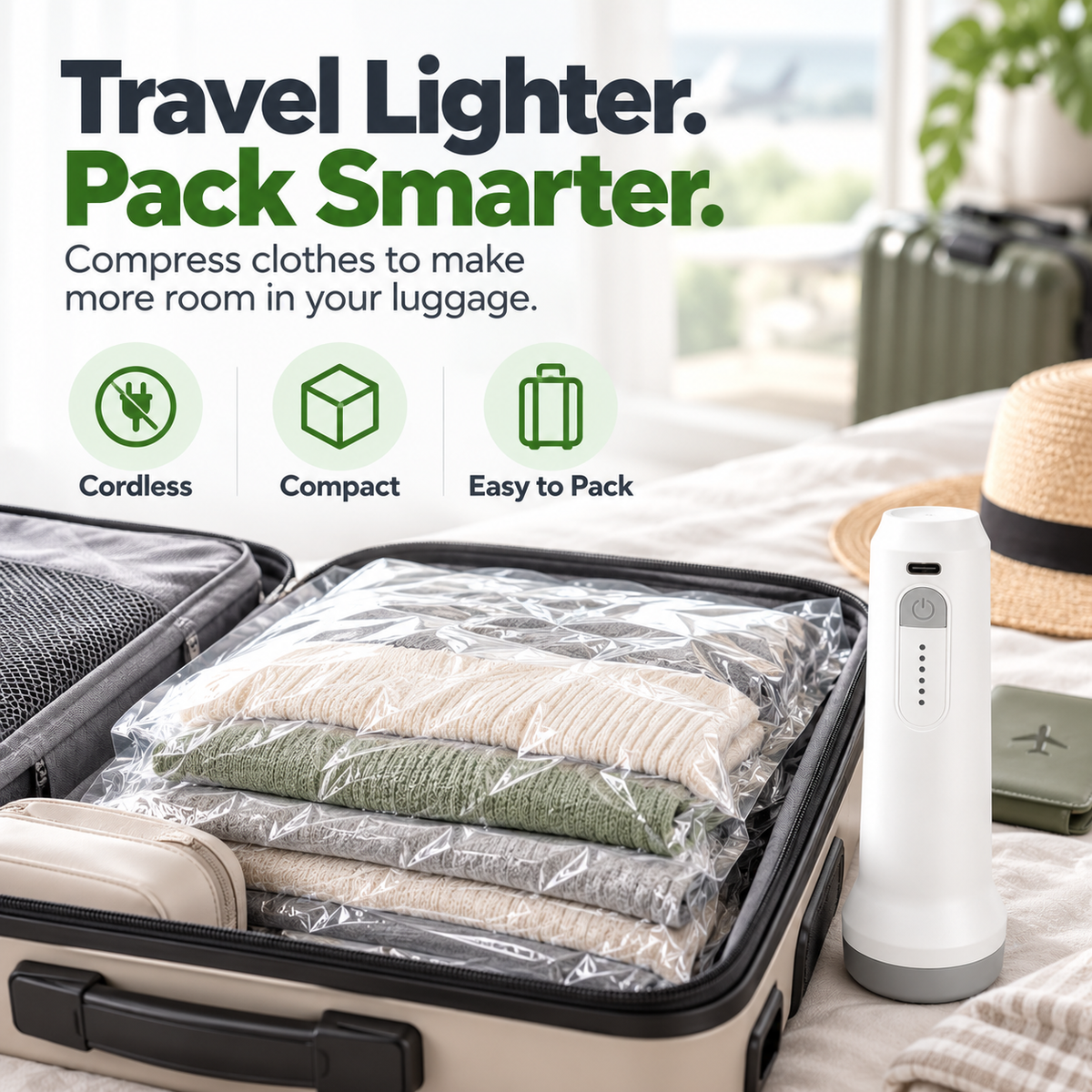 [2026 Upgraded] Cordless Vacuum Sealer for Compact Storage, Everyday Organization, and Food Sealing.