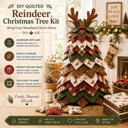 Rustic Gingerbread DIY Quilted Santa Christmas Tree Kit