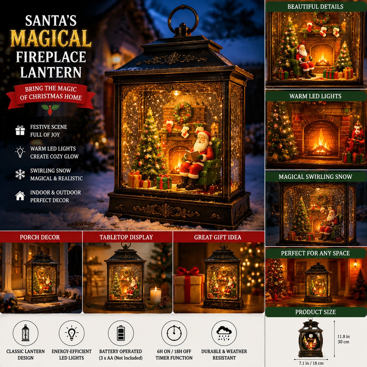 🔥Hot Sale 40% OFF🔥Santa’s Magical Fireplace Lantern ✨🎅