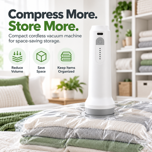 [2026 Upgraded] Cordless Vacuum Sealer for Compact Storage, Everyday Organization, and Food Sealing.