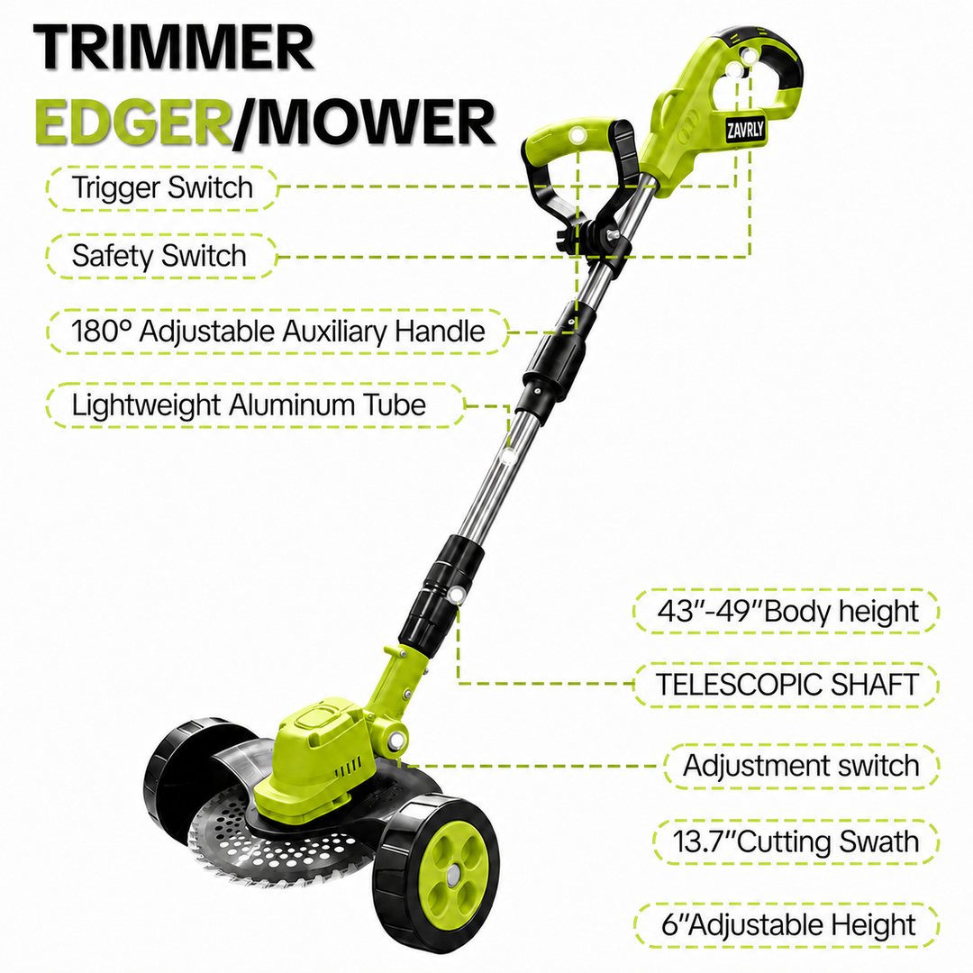 🌿⚡21V 3-in-1 Cordless String Trimmer, Edger & Mini Mower – 2 Batteries Included，Free Shipping