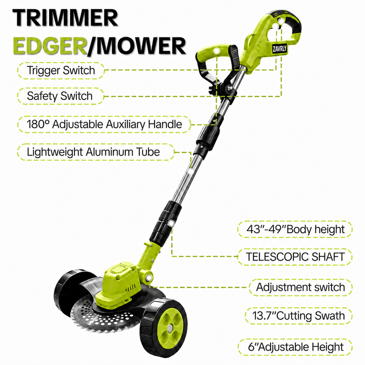 🌿⚡21V 3-in-1 Cordless String Trimmer, Edger & Mini Mower – 2 Batteries Included，Free Shipping