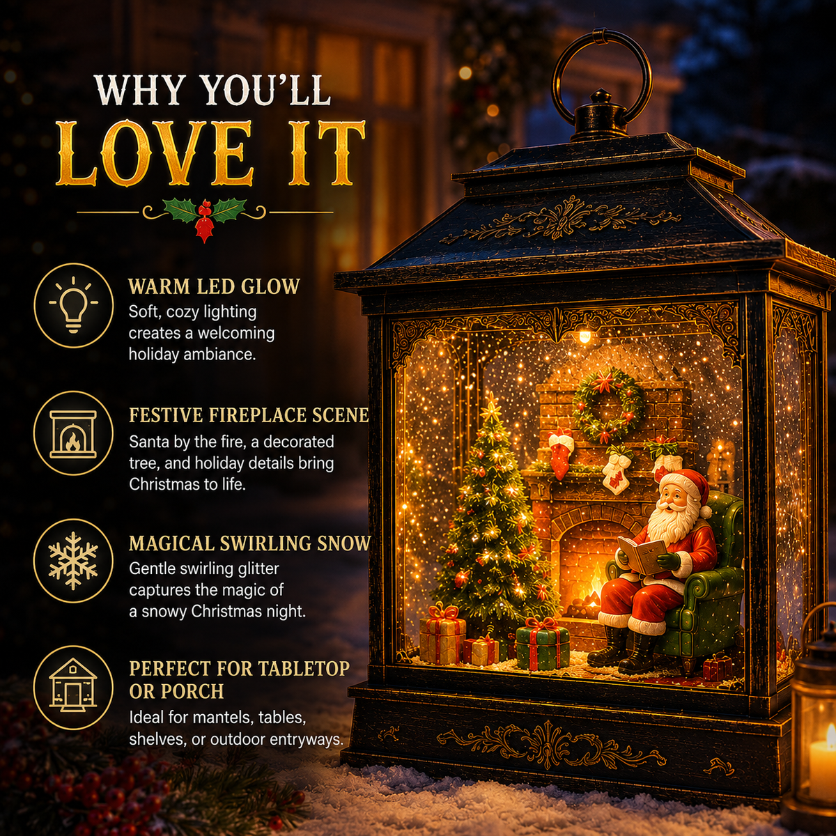 🔥Hot Sale 40% OFF🔥Santa’s Magical Fireplace Lantern ✨🎅