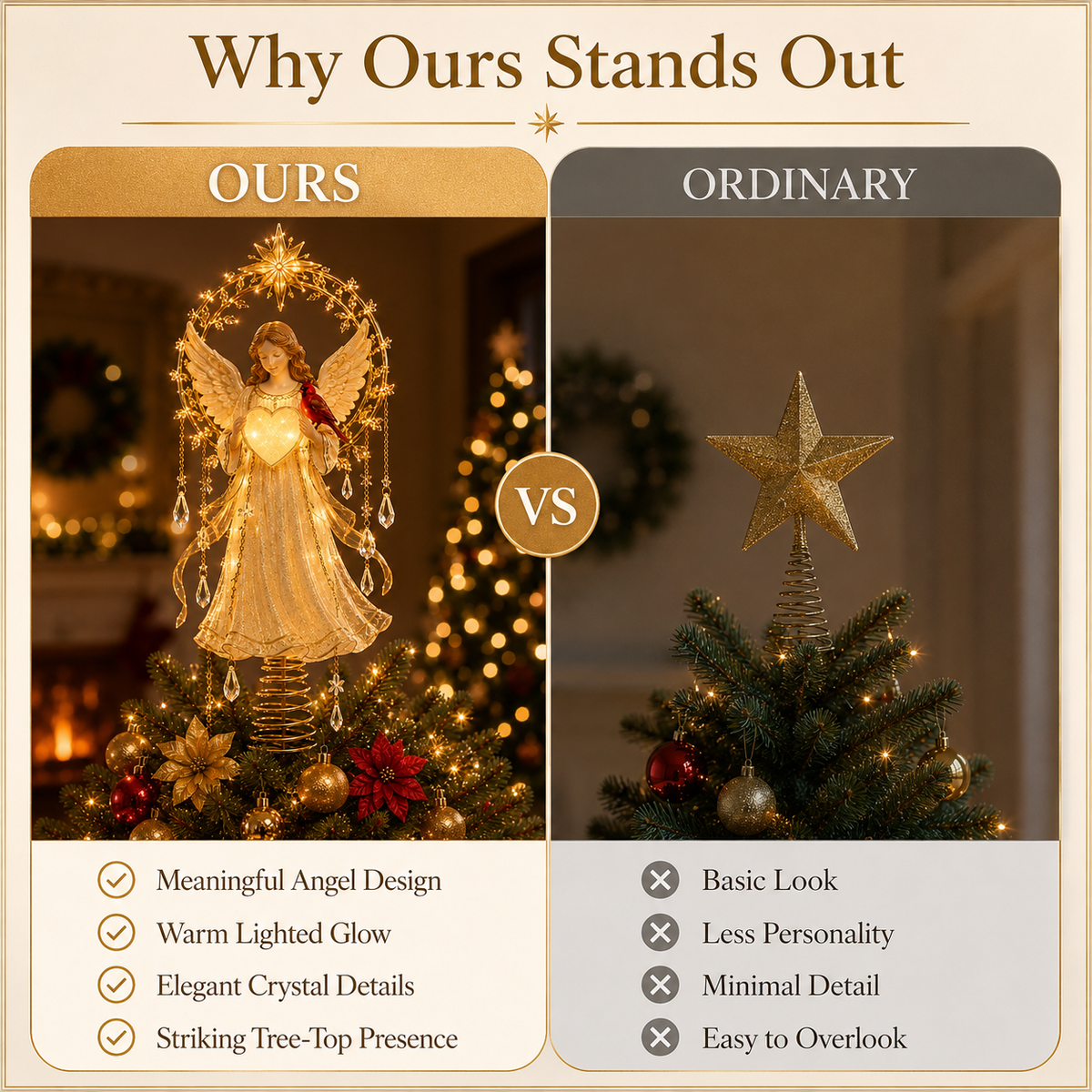 🔥Last Day 45% OFF✨ Lighted Angel Christmas Tree Topper with Cardina
