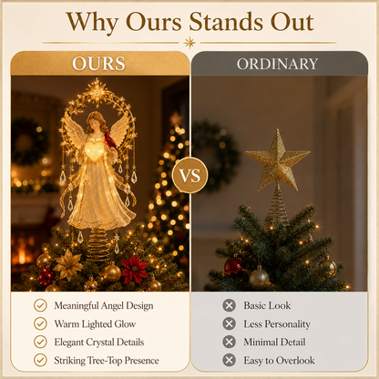 🔥Last Day 45% OFF✨ Lighted Angel Christmas Tree Topper with Cardina
