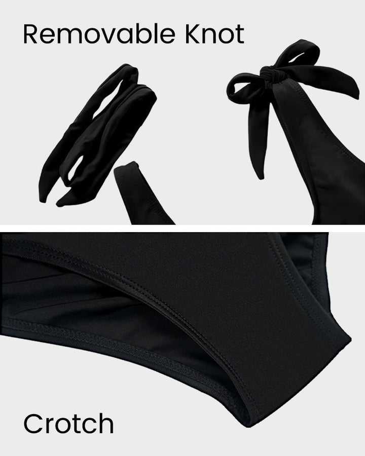 Double Tie Shoulder High Waist Tummy Control Bikini Set