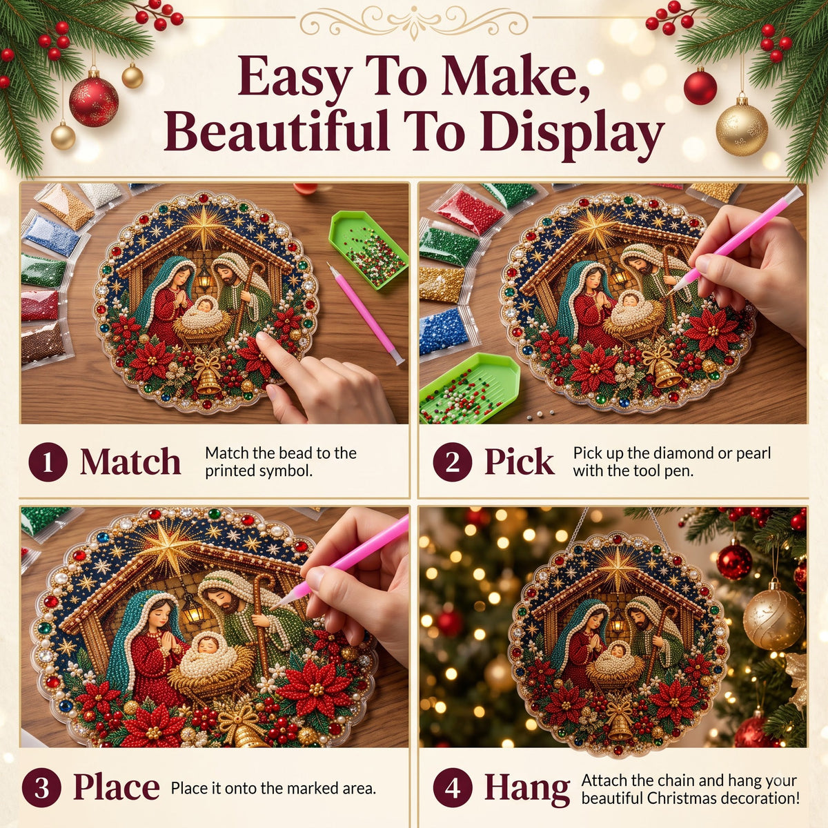 🔥Limited time 70% OFF - 🎅✨DIY Christmas Pearl Diamond Art Hanging Ornament Kit